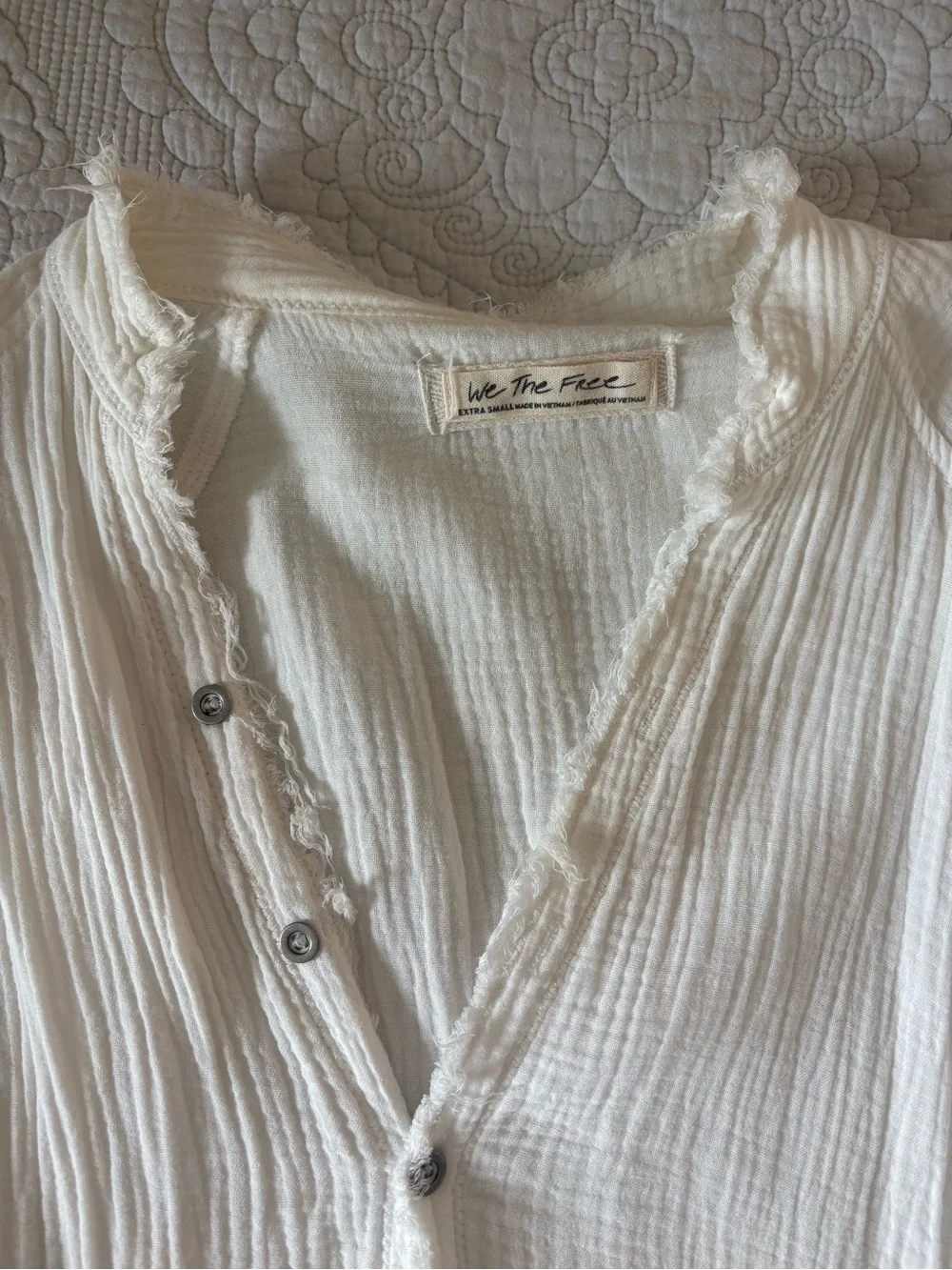Free People Cream Gauze Button-Down Flowy Blouse XS